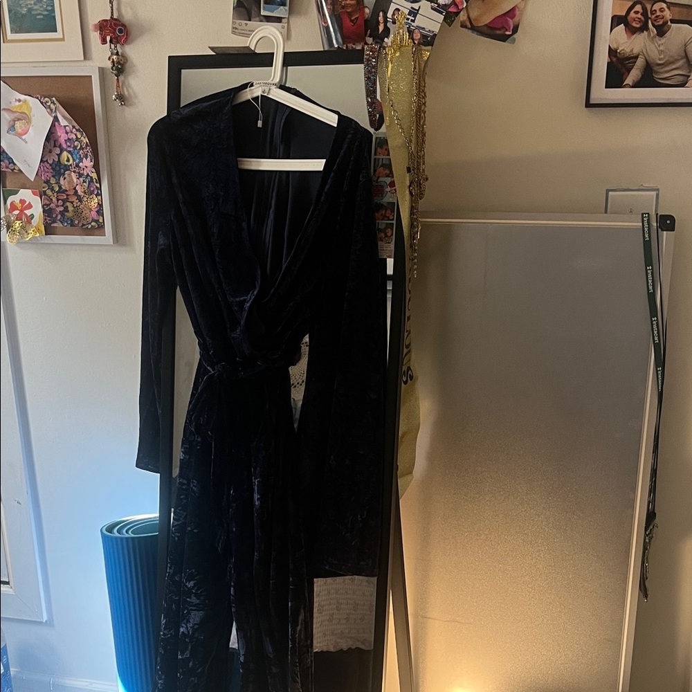 EARTHBOUND Black Velvet Long-Sleeve Jumpsuit